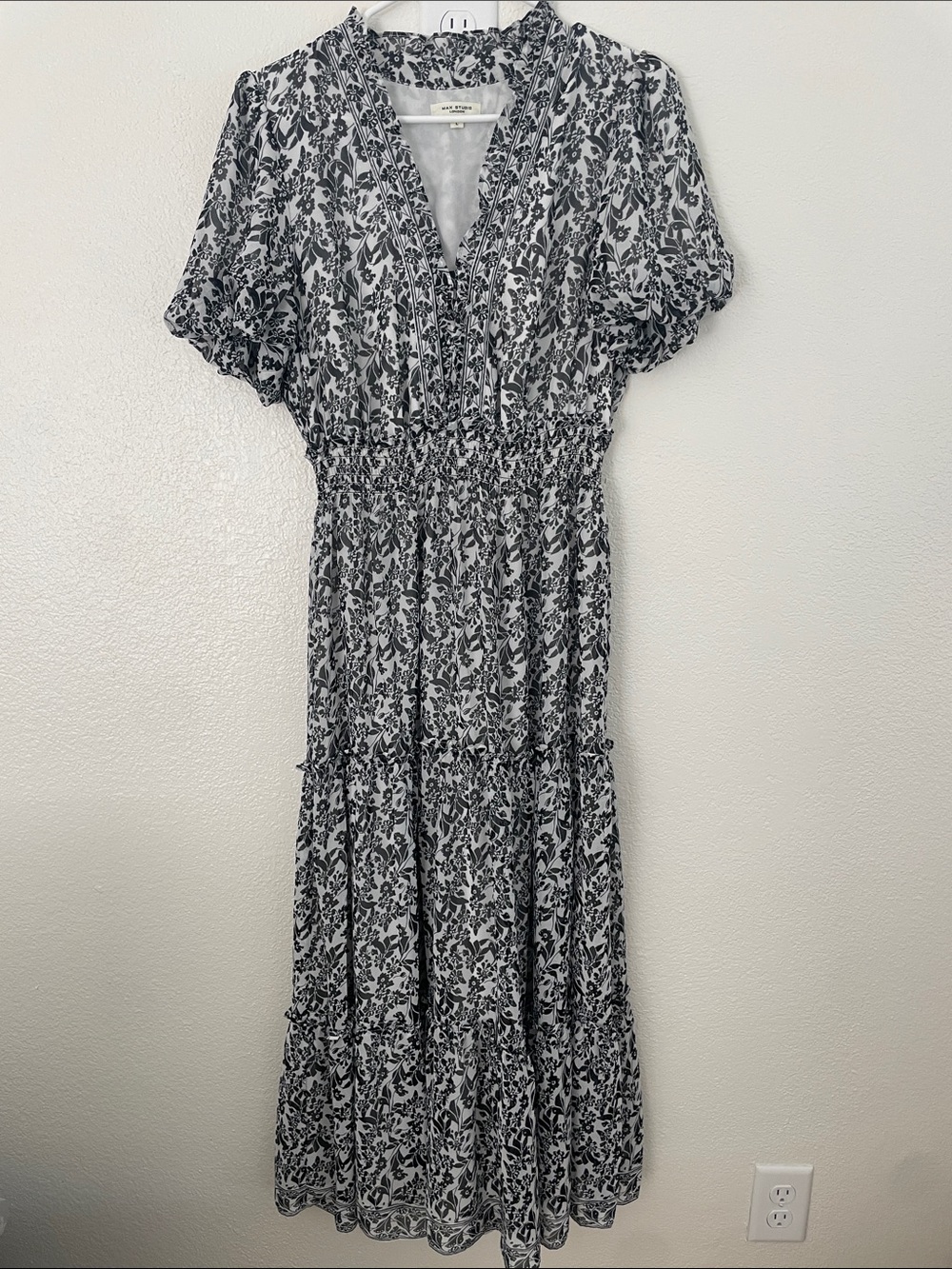 Max Studio Black and White Floral Maxi Dress